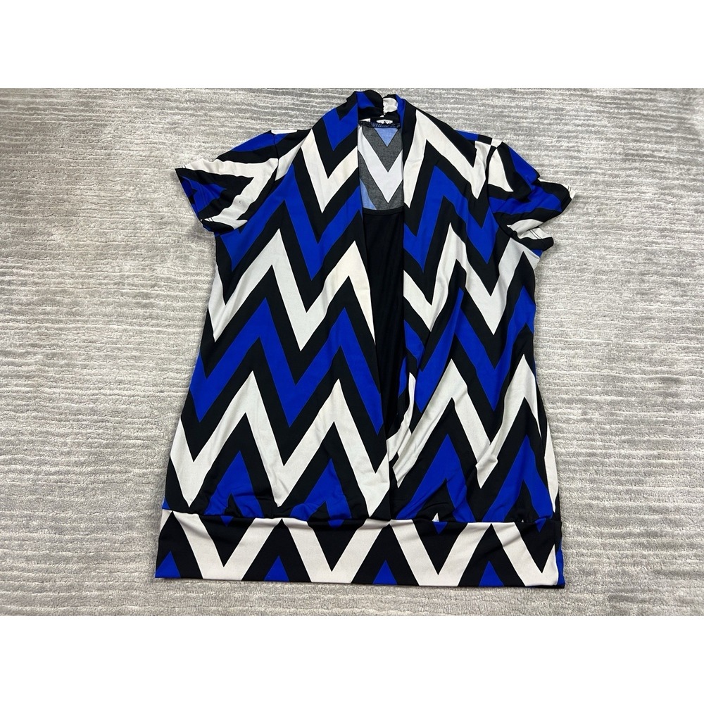 Perseption Concept Top Womens Medium Multicolor Short Sleeve Lined Casual